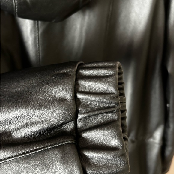 Black Women's Hooded Jacket Leather L - Picture 3 of 8